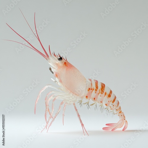 close up of a krill on a white background