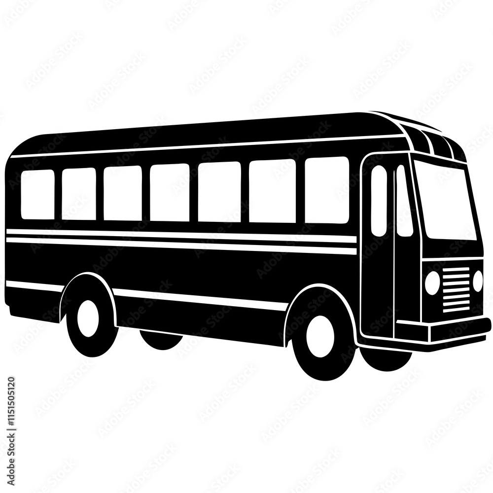City bus silhouette on white background City bus silhouette on white background