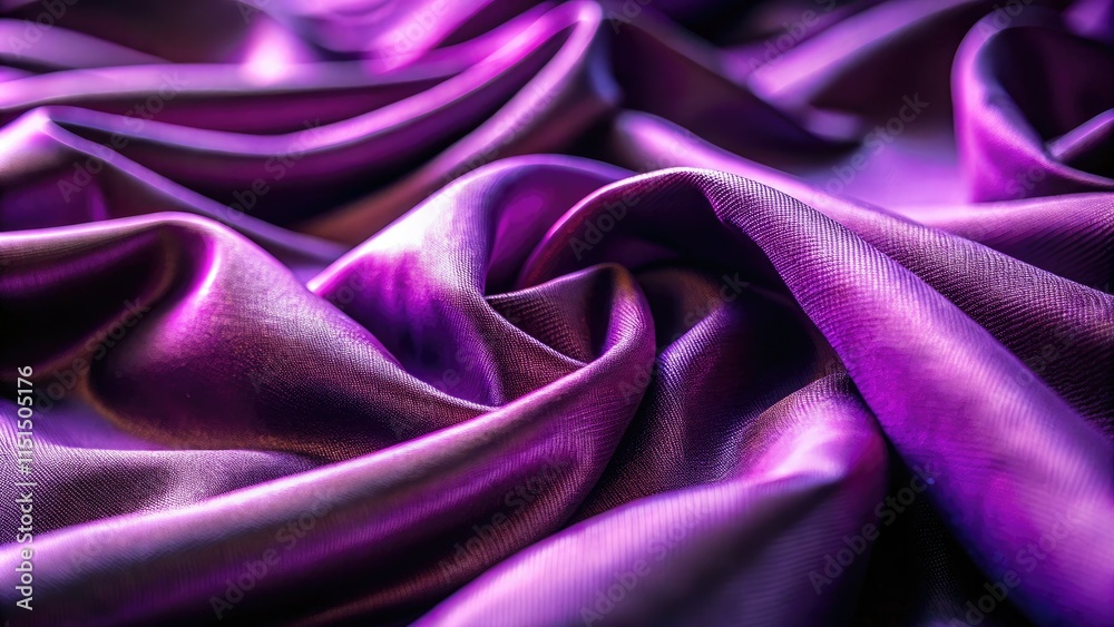 Obraz premium Deep purple fabric, richly textured. Low-light photography reveals intricate detail in the night.