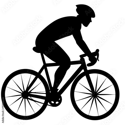 Cyclist silhouette on white background