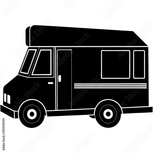 Food truck silhouette flat design
