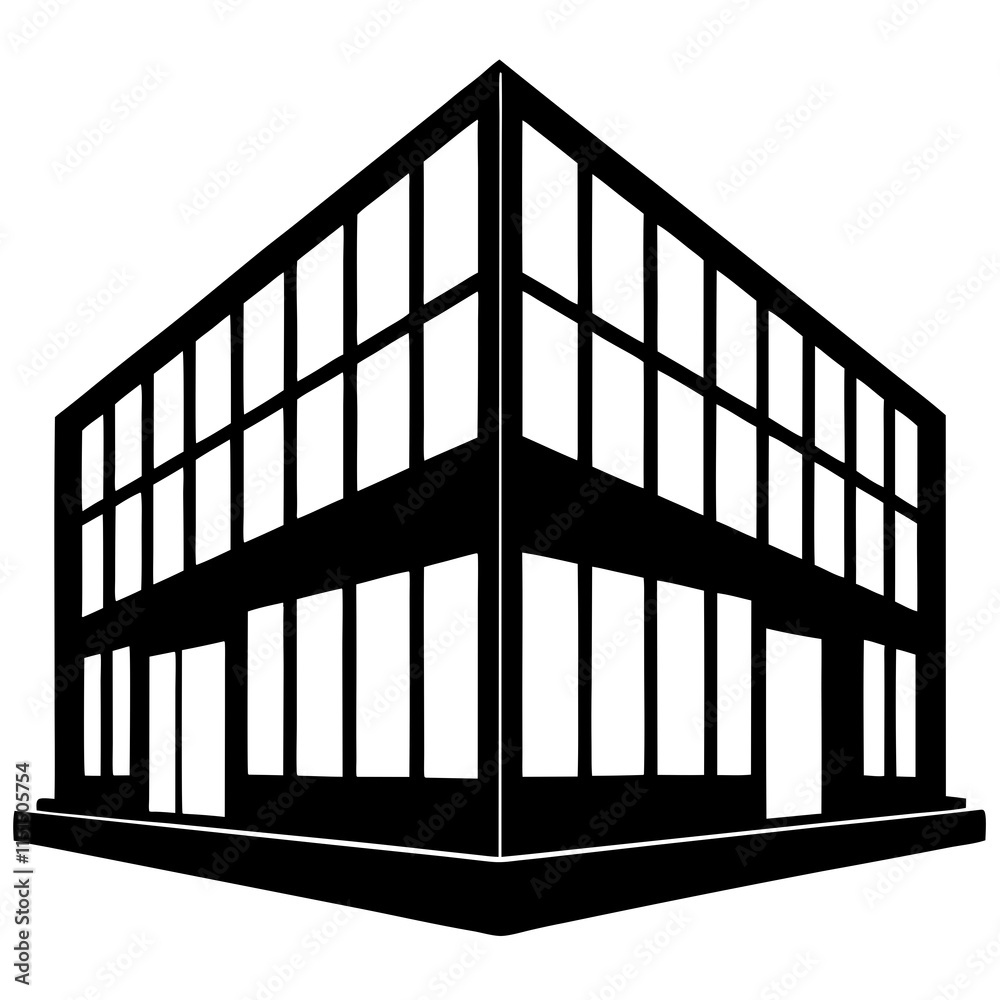 Glass building silhouette on white background Glass building silhouette on white background