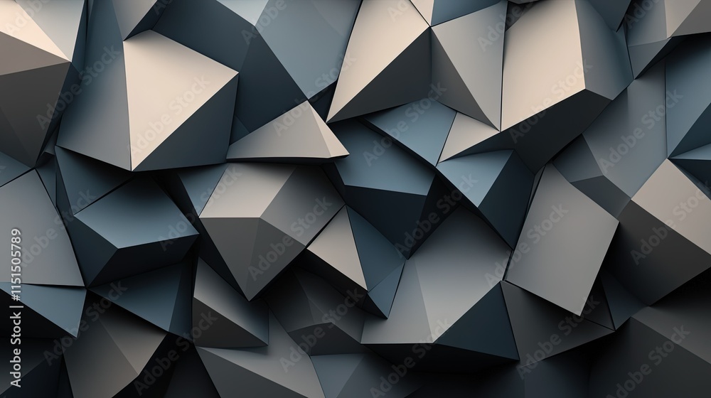 Fototapeta premium A background of overlapping triangles in varying shades of gray, creating depth.