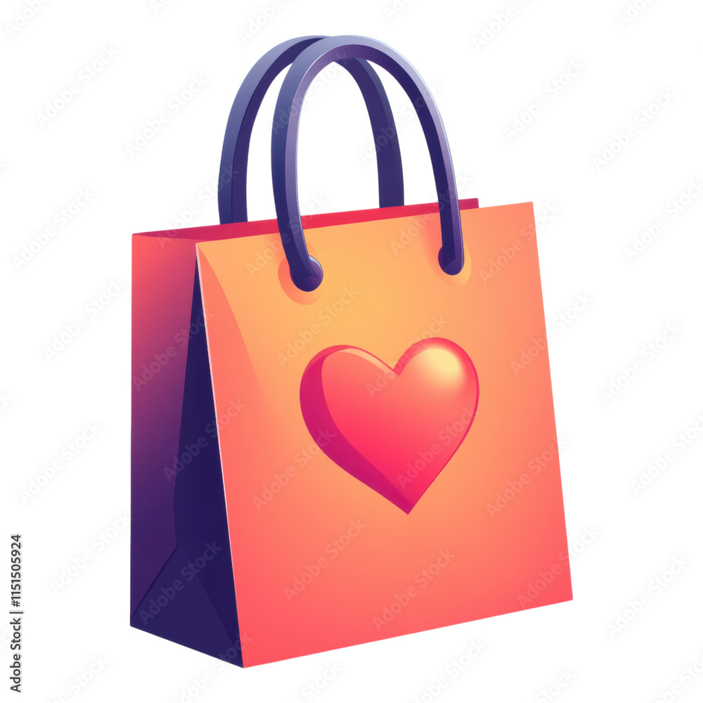 Shopping Bag with Heart Icon, a transparent PNG design symbolizing love for shopping, perfect for e-commerce and retail branding. Shopping Bag with Heart Icon, a transparent PNG design symbolizing love for shopping, perfect for e-commerce and retail branding.