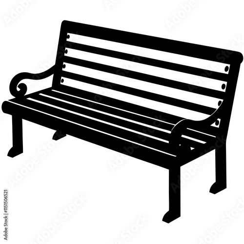 Park bench silhouette flat design