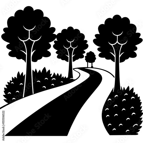 Park path silhouette flat design