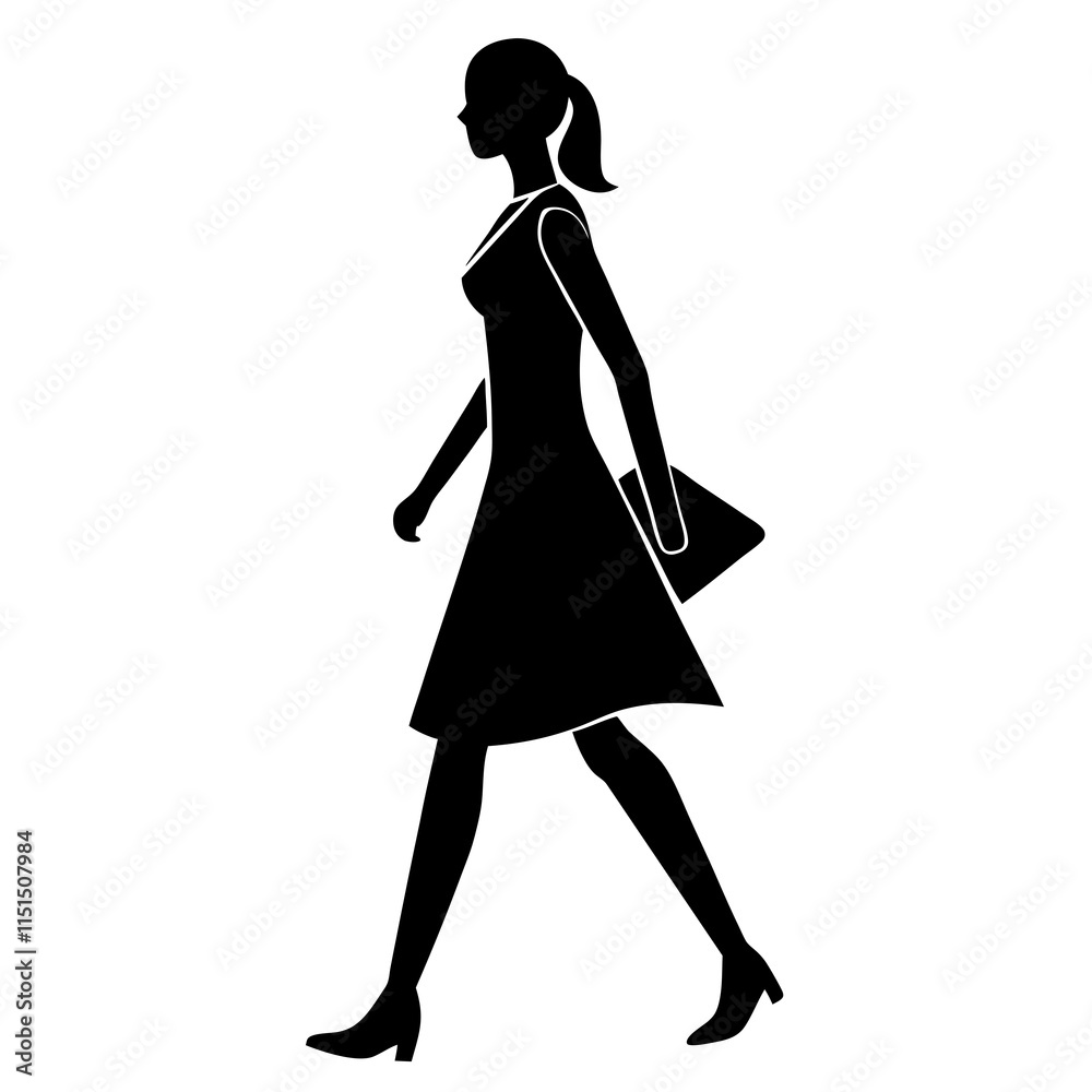 Woman walking silhouette on white background Woman walking silhouette on white background