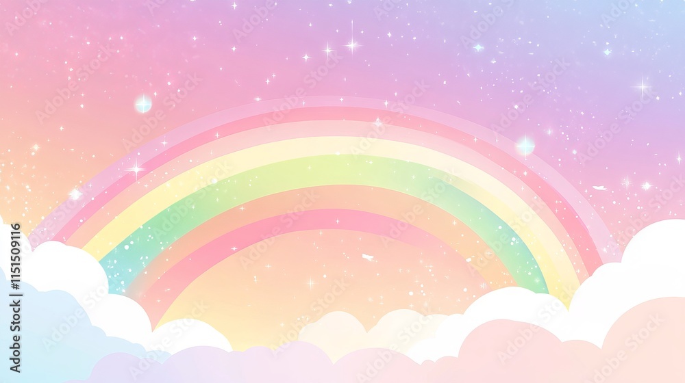 Abstract kawaii colorful rainbow sky background with soft pastel gradients and comic graphics – ideal for wedding card designs and presentations Abstract kawaii colorful rainbow sky background with soft pastel gradients and comic graphics – ideal for wedding card designs and presentations