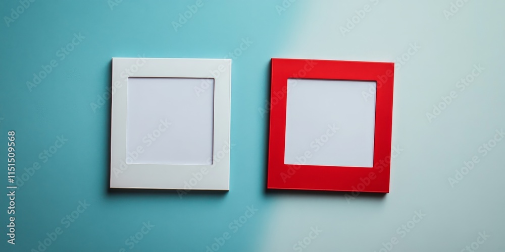 Two empty Polaroid photo frames in a combination of red and white colors are presented. The red and white frames are blank, ready for your cherished memories. Two empty Polaroid photo frames in a combination of red and white colors are presented. The red and white frames are blank, ready for your cherished memories.