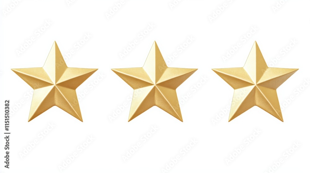 Fototapeta premium three gold stars on white background