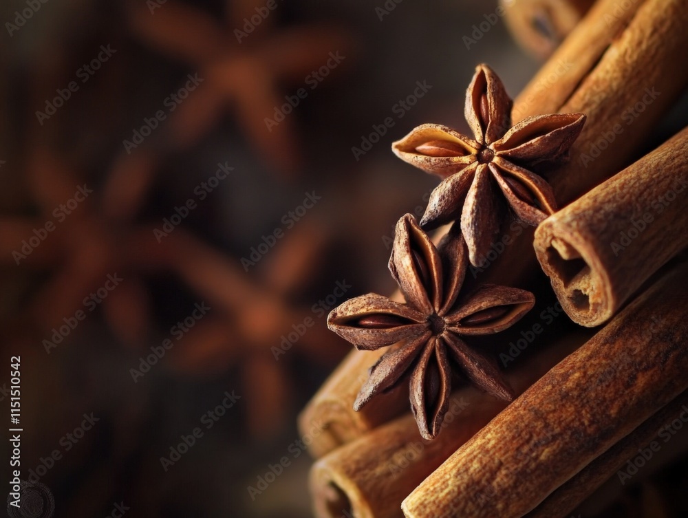 Close-up of star anise and cinnamon sticks Close-up of star anise and cinnamon sticks