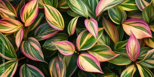 Variegated Tradescantia Zebrina, often referred to as Danny Lee plant, showcases stunning striped foliage. This vibrant Tradescantia Zebrina adds a unique touch to any plant collection. photo