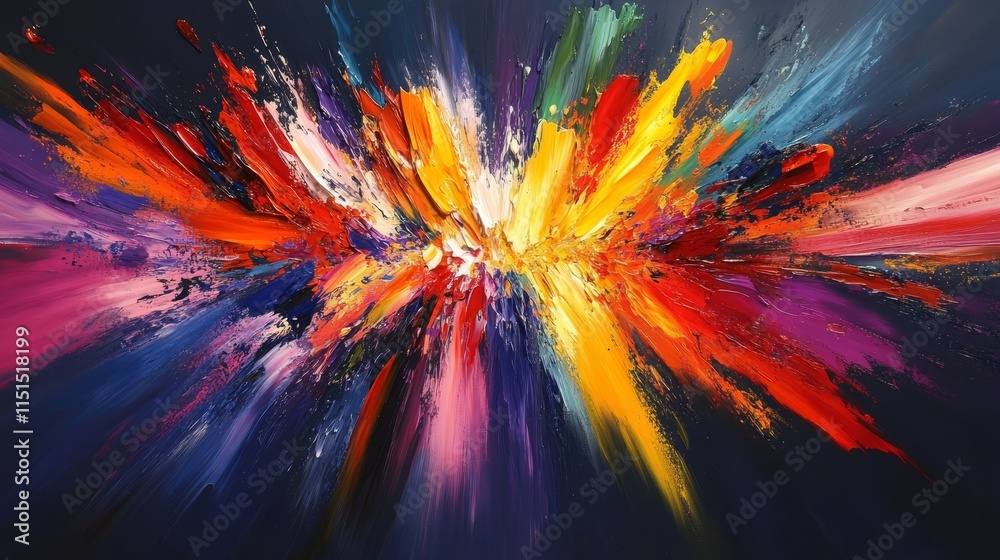 Obraz premium Chaotic paint strokes layered into expressive abstract textures. Generative AI