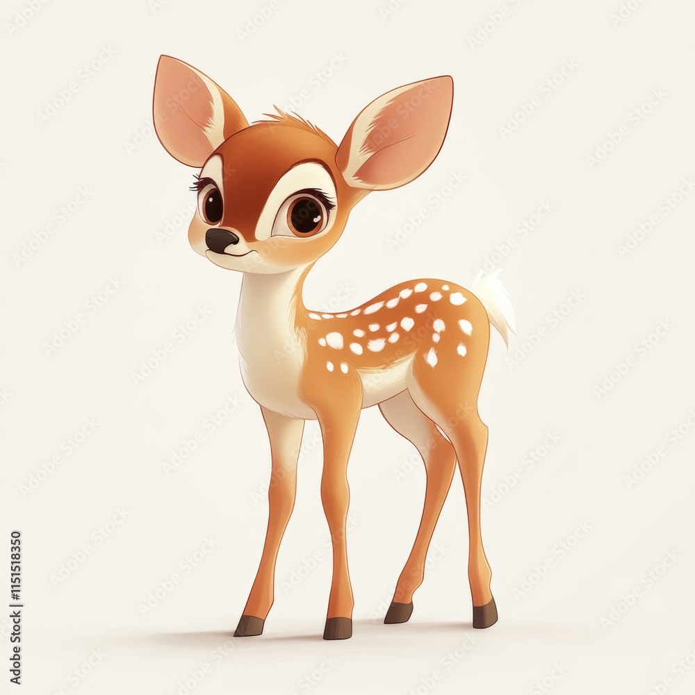 a cartoon fawn stands on a white background a cartoon fawn stands on a white background