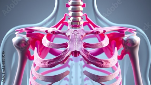 Thoracic Vertebra T6 Anatomy 3D Medical Illustration High Definition photo