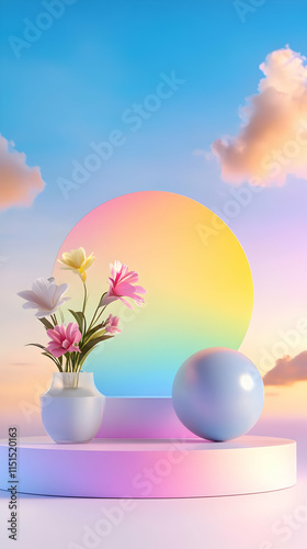 Pastel Flowers 3D Render Background