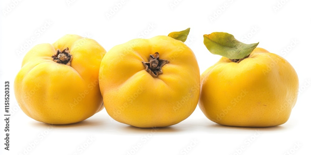 Quince fruit displayed on a white background, showcasing the unique shape and vibrant color of quince, ideal for highlighting the natural beauty of quince in your collection. Quince fruit displayed on a white background, showcasing the unique shape and vibrant color of quince, ideal for highlighting the natural beauty of quince in your collection.