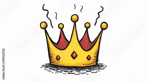 Whimsical Crown Illustration with Squiggly Lines