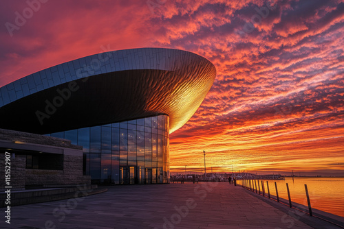 Cardiff, Wales, September 16, 2022: Sunset skyline of Cardiff bay in Wales, UK. photo