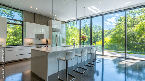 Modern Kitchen with Stunning Green Views