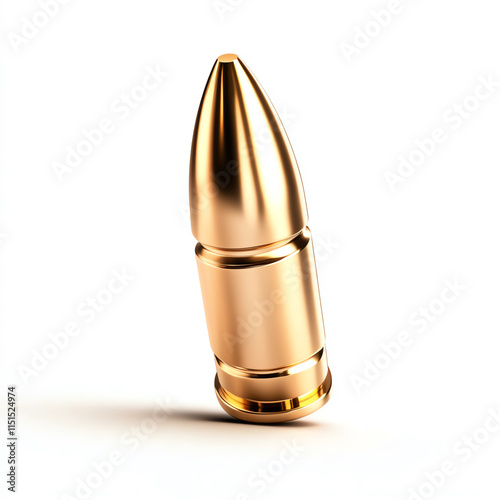 Wallpaper Mural A shiny, golden bullet standing upright on a white isolated background. Torontodigital.ca