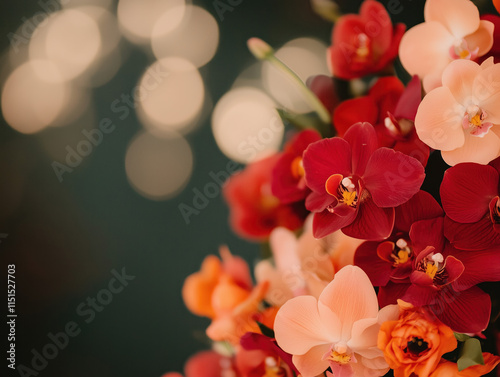 Captivating Close-Up of Immortal Blooms: Luxurious Flowers in Rich Jewel Tones Set Against a Dramatic Night Backdrop