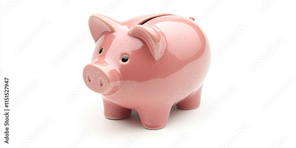 Obraz premium Savings in a piggy bank showcased against a white background, emphasizing the importance of savings and financial management through this piggy bank representation of saving habits.