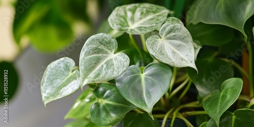 The Philodendron sodiroi features heart shaped leaves showcasing a stunning blend of green and silver hues, making the Philodendron sodiroi a captivating addition to any plant collection. photo