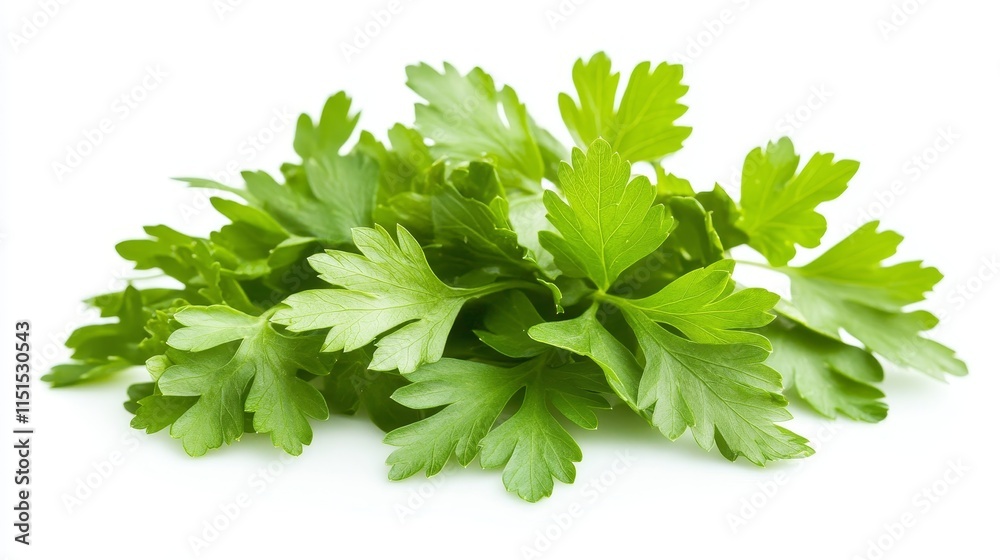 Fresh parsley leaves isolated on a white background create a vibrant and aromatic visual. Parsley leaves are versatile and can enhance any dish, making parsley leaves a culinary favorite. Fresh parsley leaves isolated on a white background create a vibrant and aromatic visual. Parsley leaves are versatile and can enhance any dish, making parsley leaves a culinary favorite.