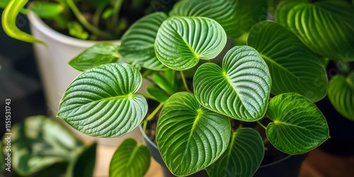 Vibrant green leaves of homalomena rubescens showcase the beauty of this unique plant, characterized by lush foliage and a striking appearance, perfect for plant enthusiasts and decorators alike. photo