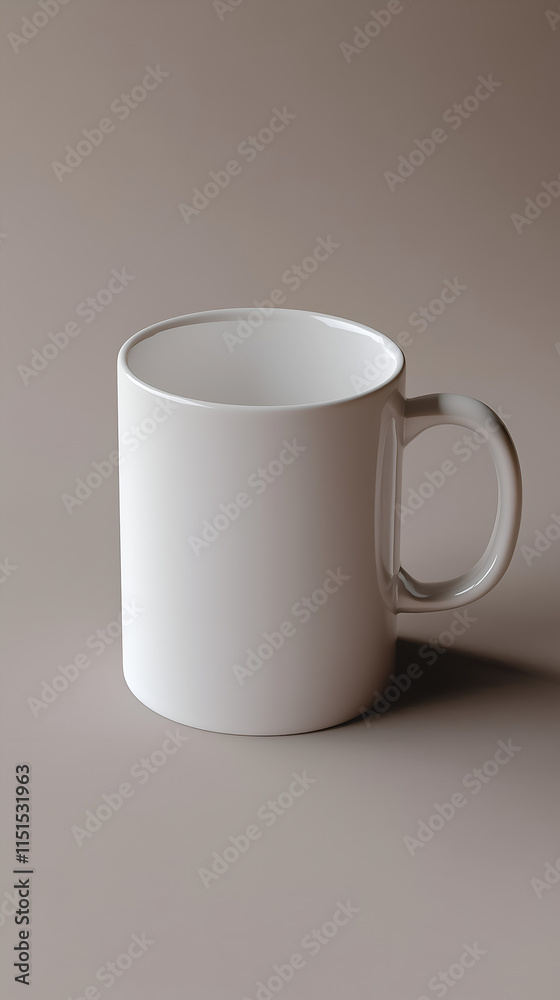 Obraz premium Empty White Mug on Taupe Brown Background