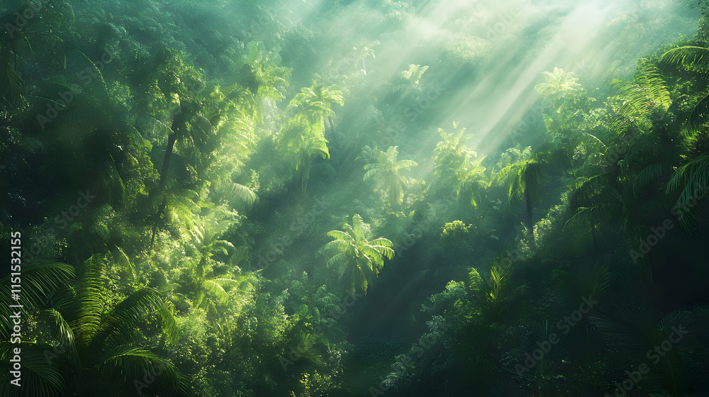 Sunlight Through the Lush Tropical Jungle Sunlight Through the Lush Tropical Jungle