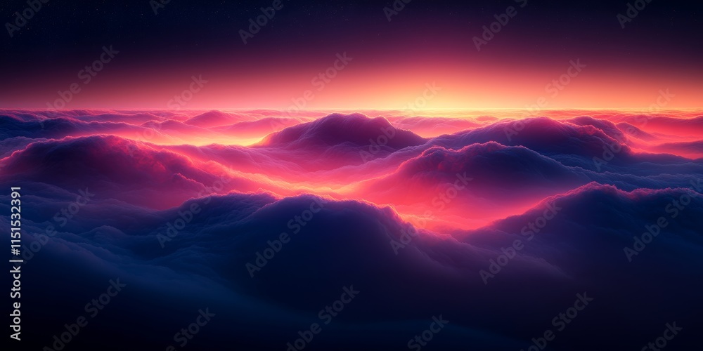 Atmospheric layers blending into radiant glowing cloud gradients. Generative AI Atmospheric layers blending into radiant glowing cloud gradients. Generative AI