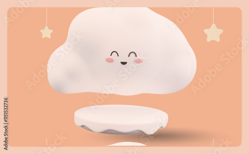 3D volumetric cloud cute illustration