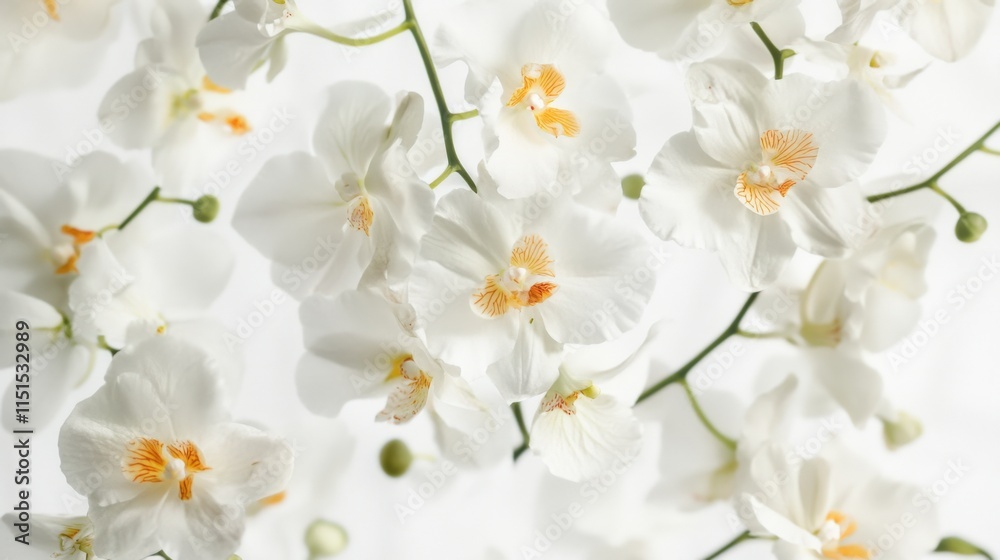 Obraz premium white orchids in bloom on a white background