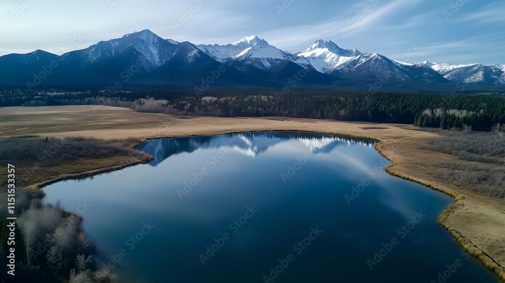 Fototapeta premium Stunning Mountain Lake Reflection: Serenity in the Canadian Rockies