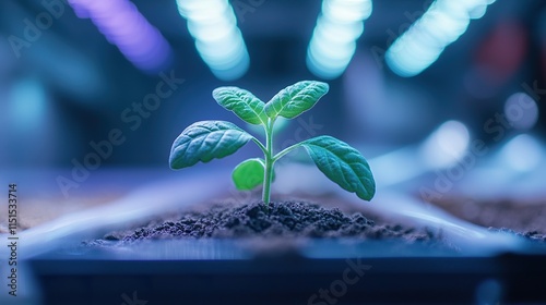 A genetically modified plant thriving in a biotech research greenhouse
