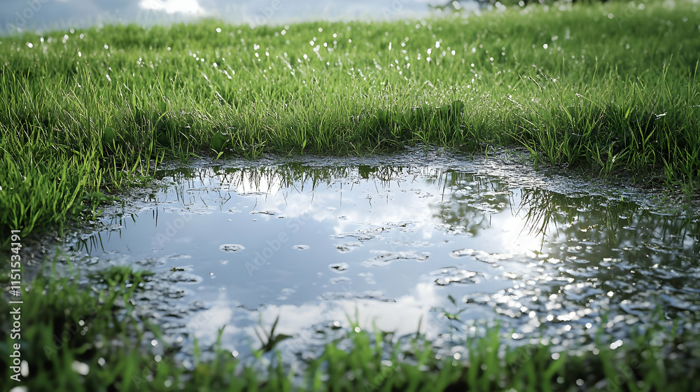 Fototapeta premium Stunning Reflection in a Puddle: Nature's Serene Beauty