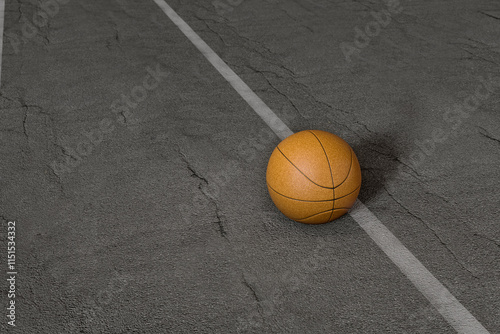 Basketball on the street. Sport, lifestyle, leisure activities, exercise, team sport, fun. 3D illustration photo