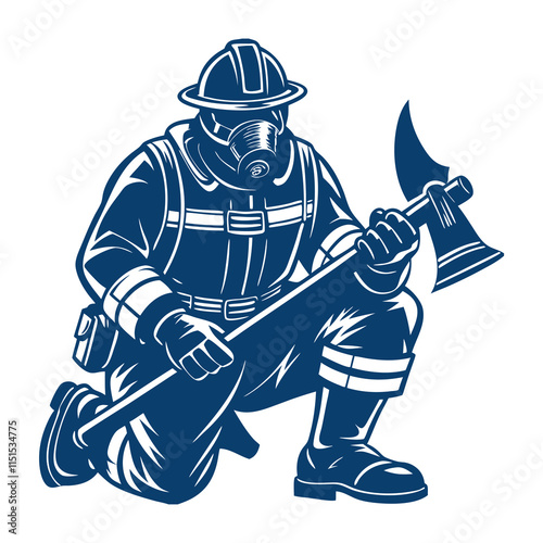 Firefighter Mascot Logo Template Vector Illustration 