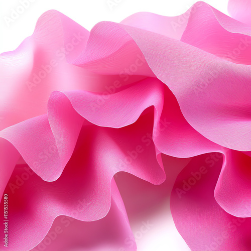 Beautiful pink petals with layered textures on a white background. photo