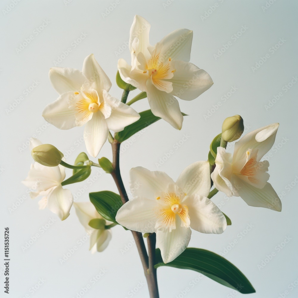 Fototapeta premium white flowers with yellow centers on a stem