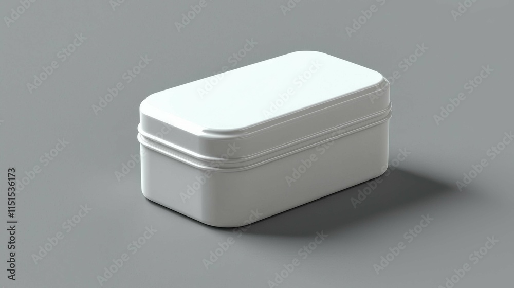 A clean and simple white rectangular box mockup on a gray surface, highlighting its design and material. Perfect for packaging display. A clean and simple white rectangular box mockup on a gray surface, highlighting its design and material. Perfect for packaging display.