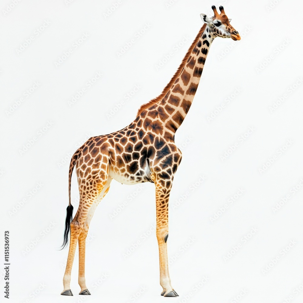 Naklejka premium full body shot of a giraffe on a white background