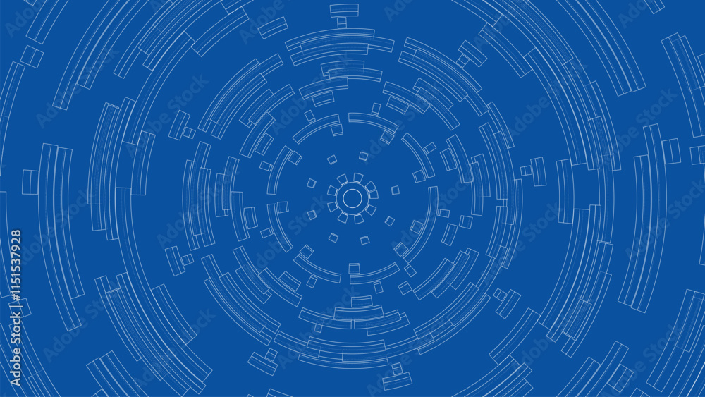 Obraz premium 3D circular pattern. Style wireframe model