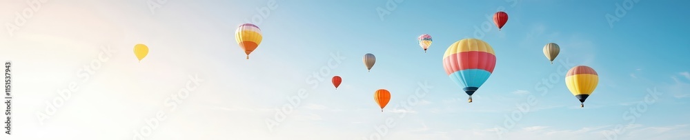 Naklejka premium Colorful Hot Air Balloons in a Clear Sky