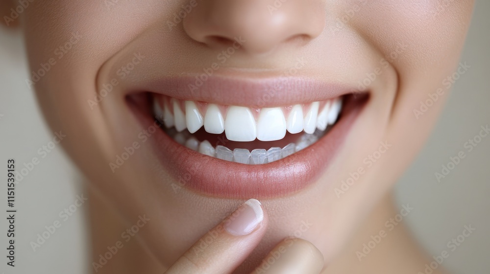 Fototapeta premium close up of smiling person with clear aligner