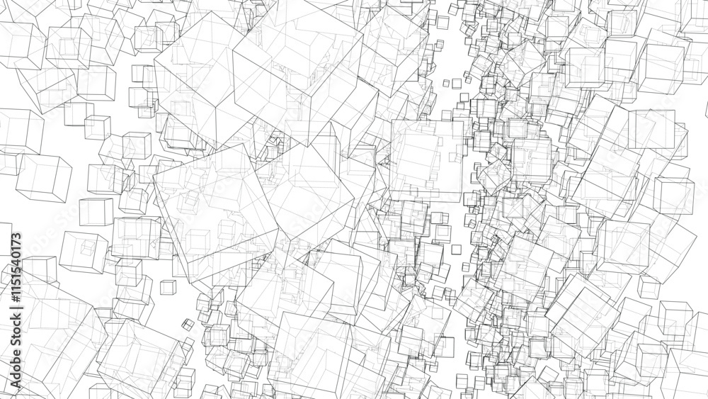 Wireframe Boxes. Sketch style Wireframe Boxes. Sketch style