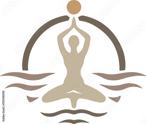Abstract symbol logo icon design of yoga gymnastics art as a silhouette depiction of a health service company mascot symbol