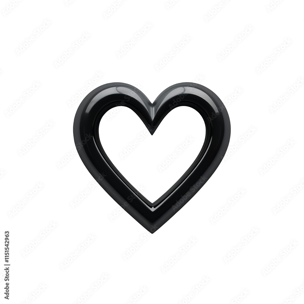 Black Glossy Heart Shape 3D Render Dark Background Black Glossy Heart Shape 3D Render Dark Background